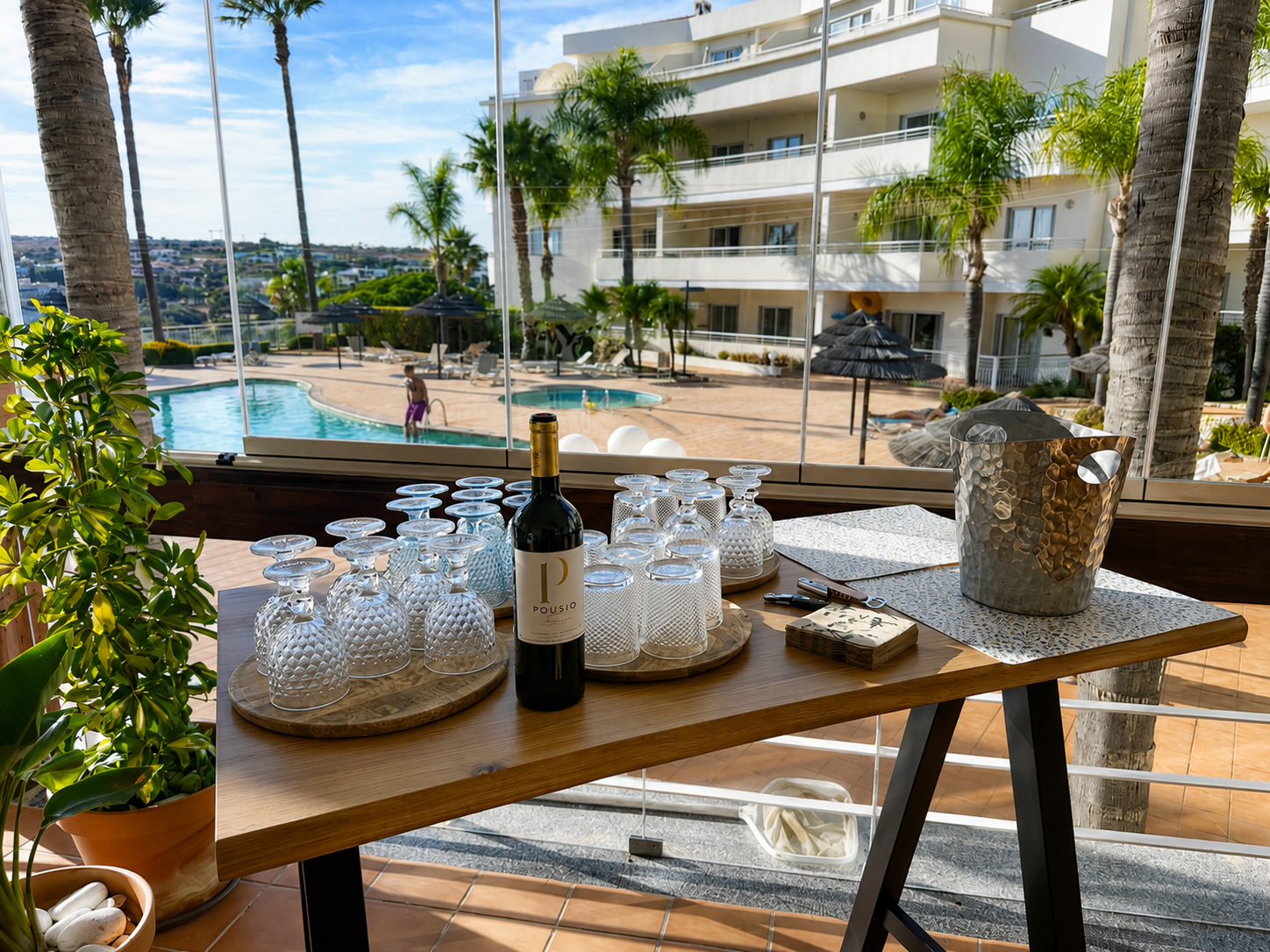 Poolside sunbeds and terrace included with coworking membership