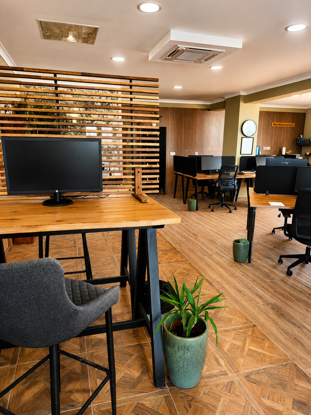 Quiet dedicated desk in natural light